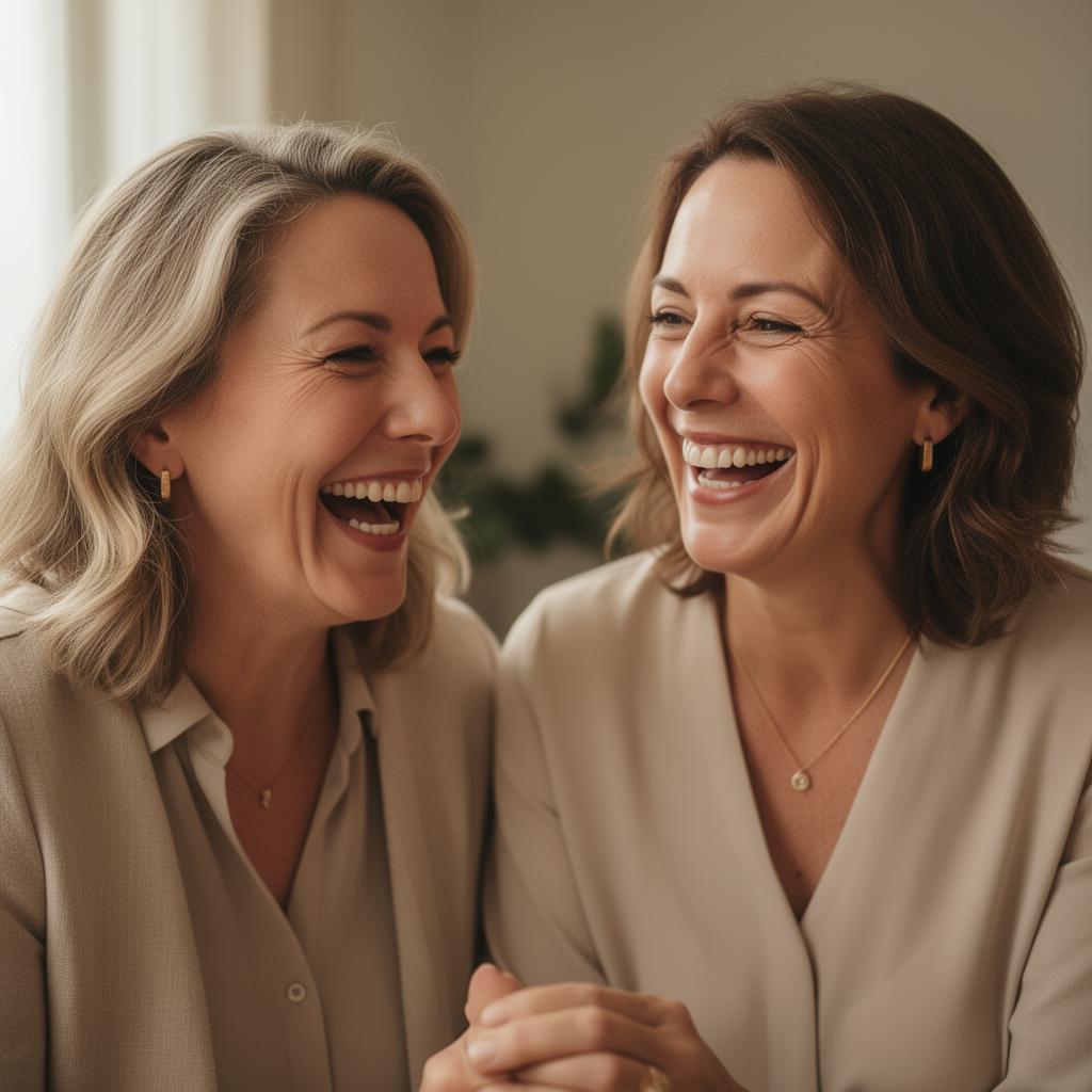 Evelien en Milou, samen lachend
